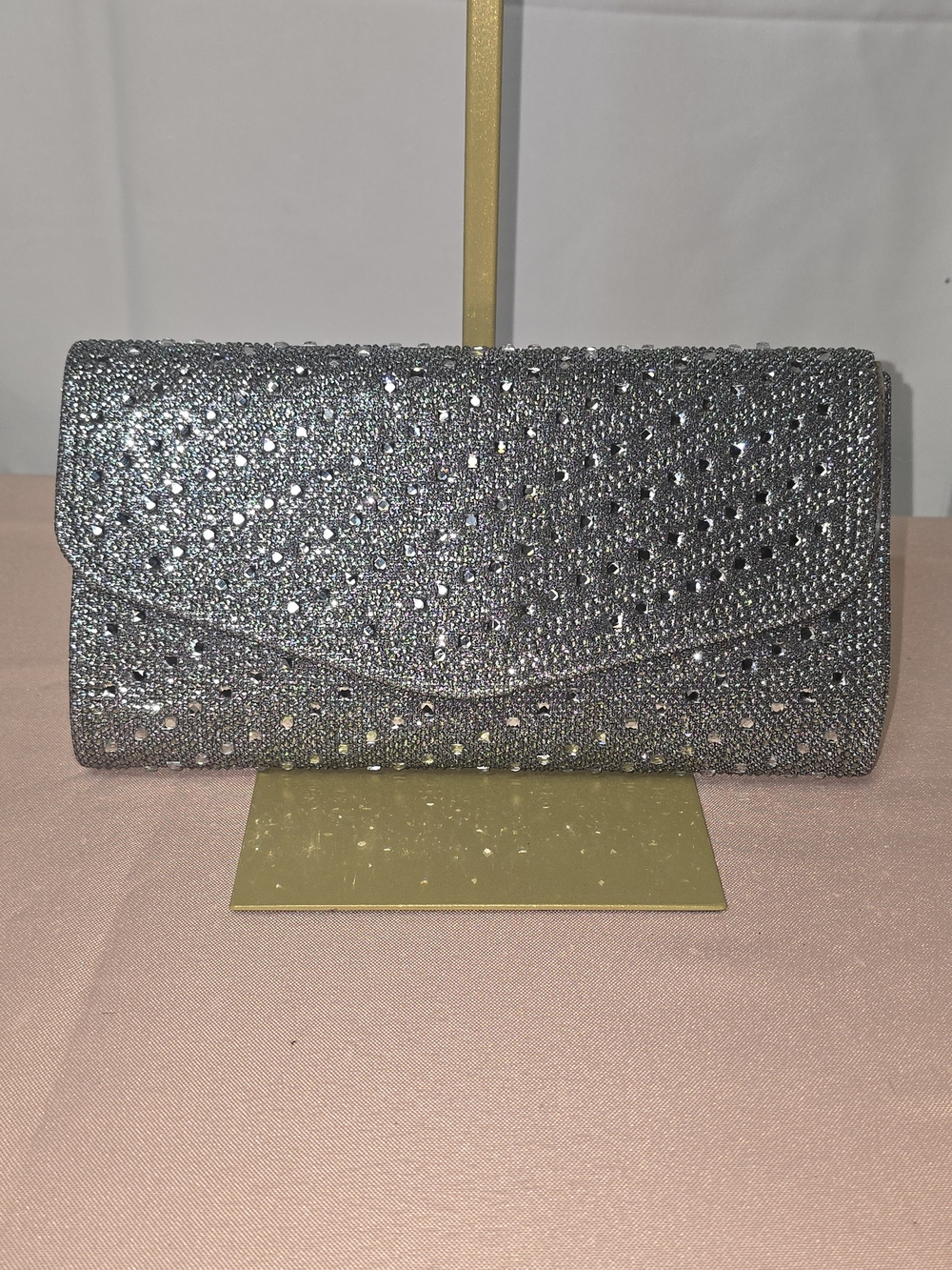 Silver Crystal Evening Clutch - Elegant Women's Bag